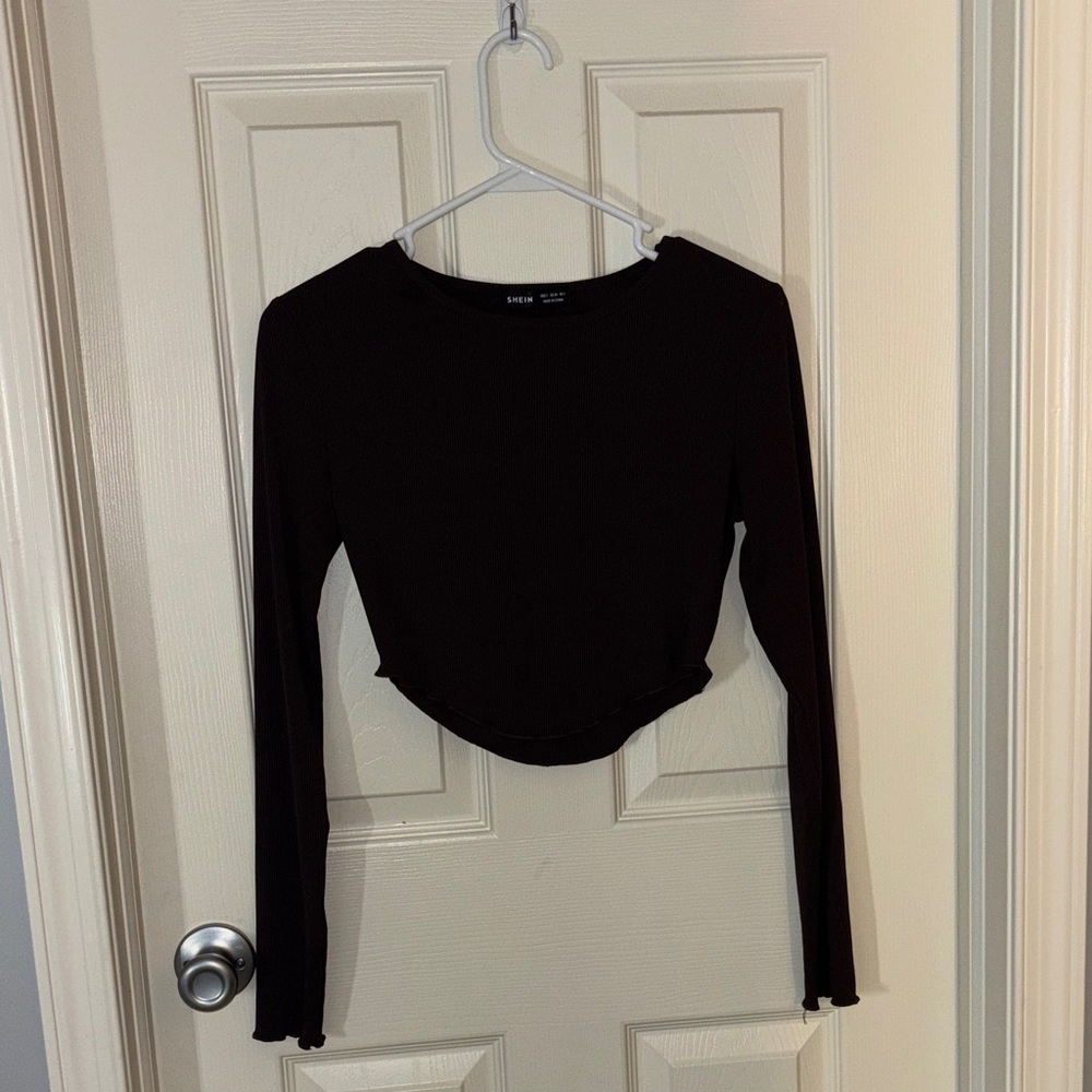 SHEIN Classic Brown Long Sleeve Tee